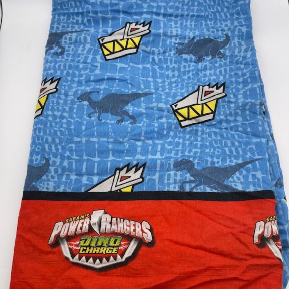 Power Rangers Dino Charge Twin Flat Sheet Top Boys Dinosaur Blue